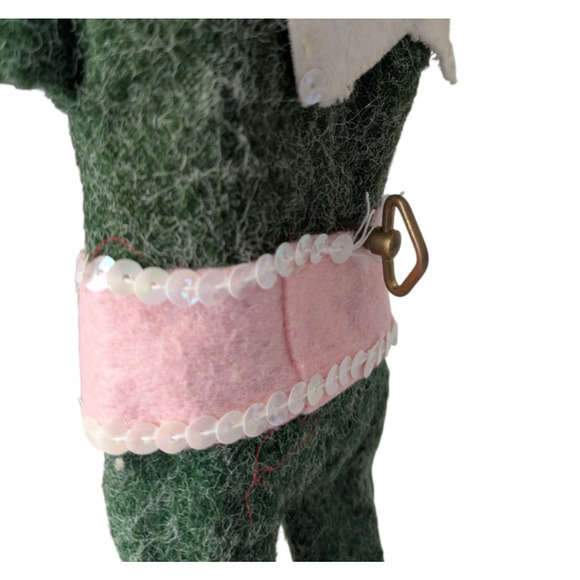 Vintage Musical Windup Pixie Christmas Elf Head Moving Green Pink on Stand Japan - Picture 10 of 11